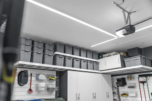 Enclosed cabinets, open wall storage, and overhead bins serve different categories.