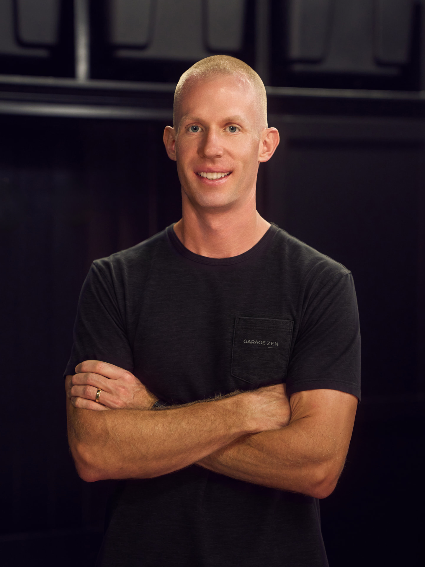 Joe Meccia, founder of Garage Zen, in a garage workshop