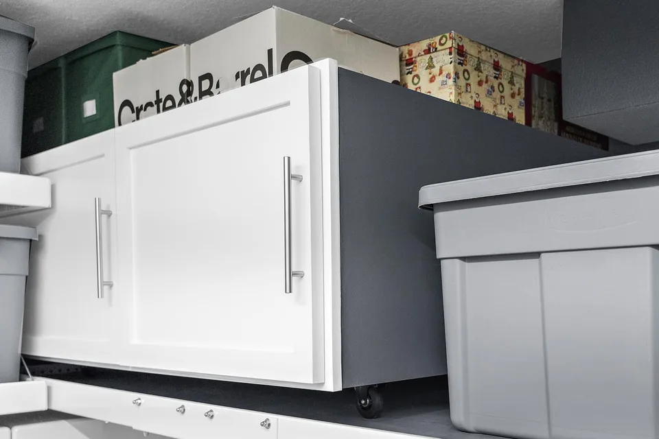Custom holiday-storage cabinetry fabricated for the project’s seasonal belongings.